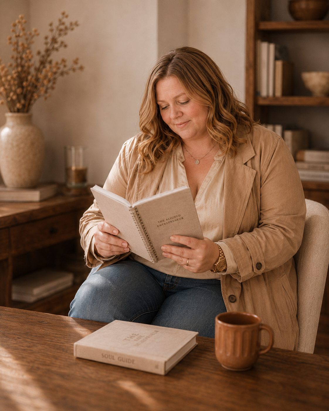 Jennie blättert entspannt in einem Arbeitsbuch